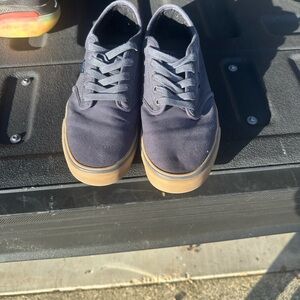 Vans Dark Blue Canvas Sneakers with Tan Sole